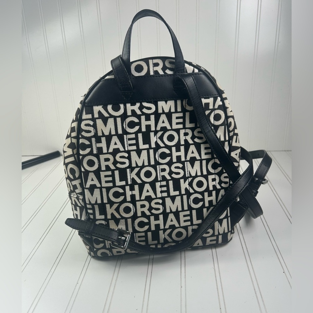 Michael Kors Kenly Large Backpack 35S0SY9B7J Black Multi White Logo NWT - Picture 4 of 10